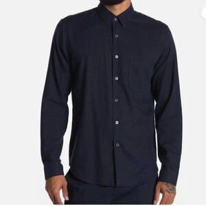 Theory Rammy Navy Light Flannel Long Sleeve 100% Cotton Button Down Shirt Size M